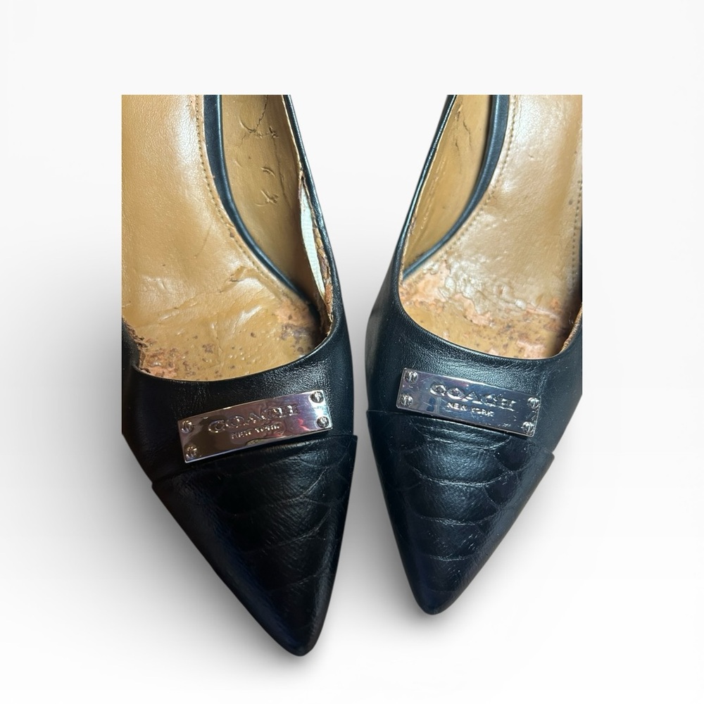 Coach black leather pumps, project pair, as is. - Picture 7 of 8